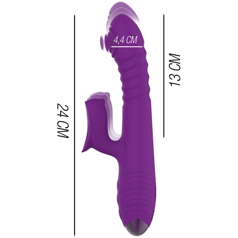 INTENSE - IGGY VIBRATORE MULTIFUNZIONE RICARICABILE CON SPINTA UP AND DOWN E STIMOLATORE CLITORIDE VIOLA