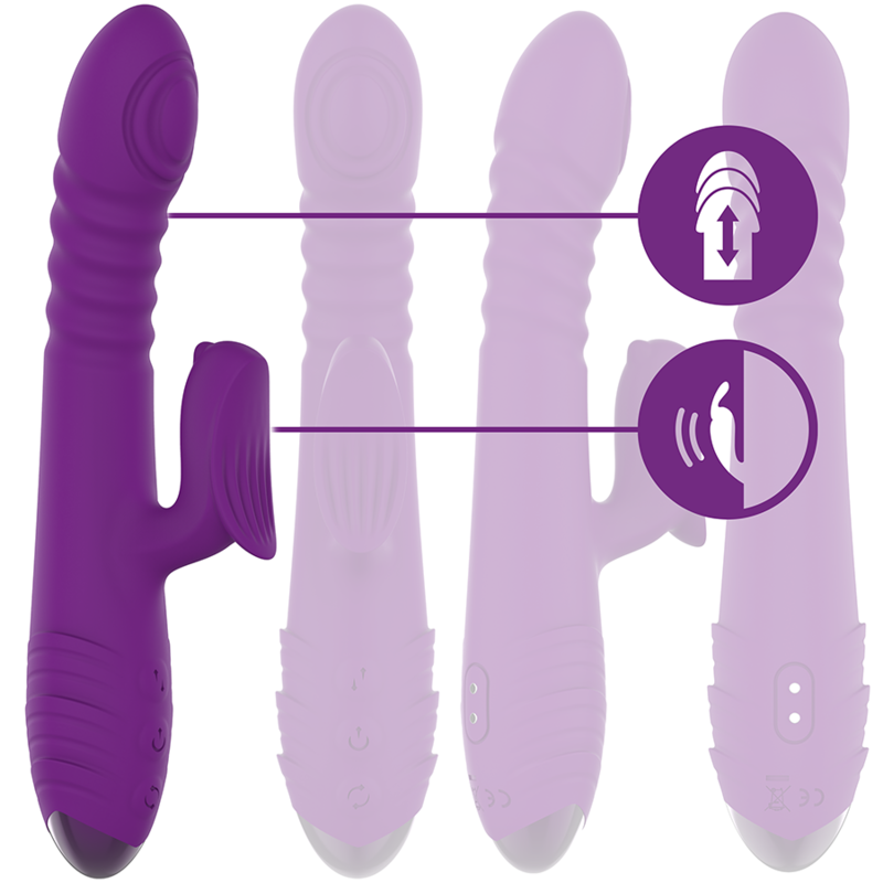 INTENSE - IGGY VIBRATORE MULTIFUNZIONE RICARICABILE CON SPINTA UP AND DOWN E STIMOLATORE CLITORIDE VIOLA
