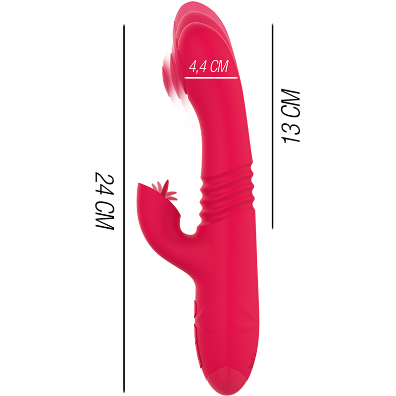 INTENSE - DUA VIBRATORE MULTIFUNZIONE RICARICABILE SPINTA UP & DOWN CON LINGUA