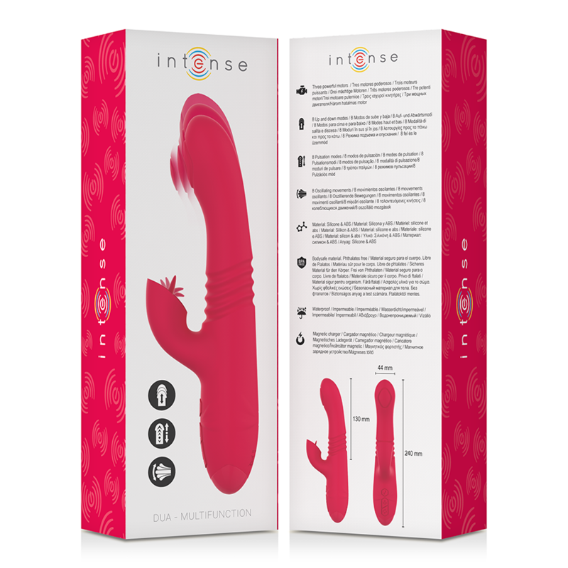 INTENSE - DUA VIBRATORE MULTIFUNZIONE RICARICABILE SPINTA UP & DOWN CON LINGUA