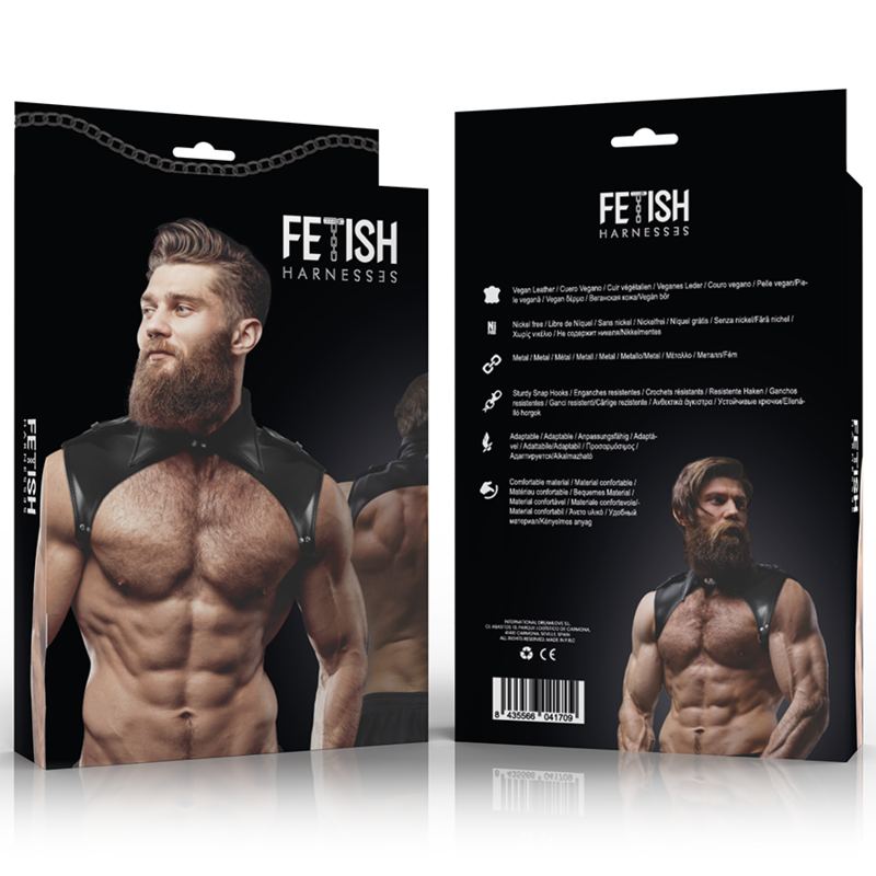 FETISH SUBMISSIVE ATTITUDE- MENS BRIGADE HARNESS PER IL COLLO REGOLABILE IN ECOPELLE