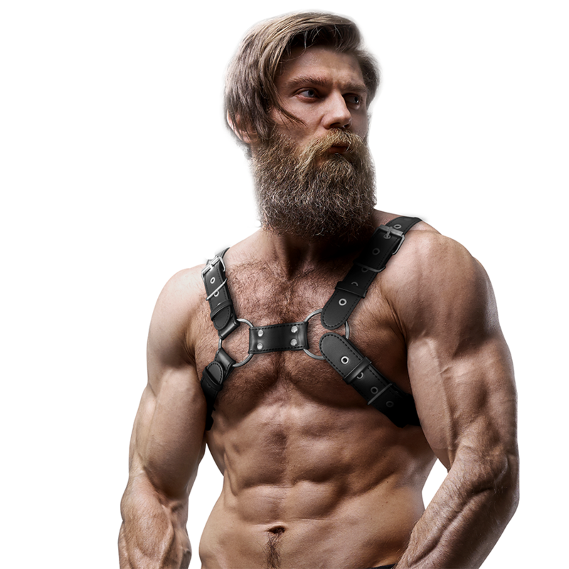 FETISH SUBMISSIVE ATTITUDE - HARNESS TORACE DA UOMO REGOLABILE IN ECOPELLE DA UOMO