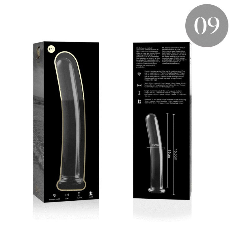 NEBULA SERIES BY IBIZA - DILDO MODELLO 9 IN VETRO BOROSILICATO TRASPARENTE 15.5 CM -O- 2.5 CM