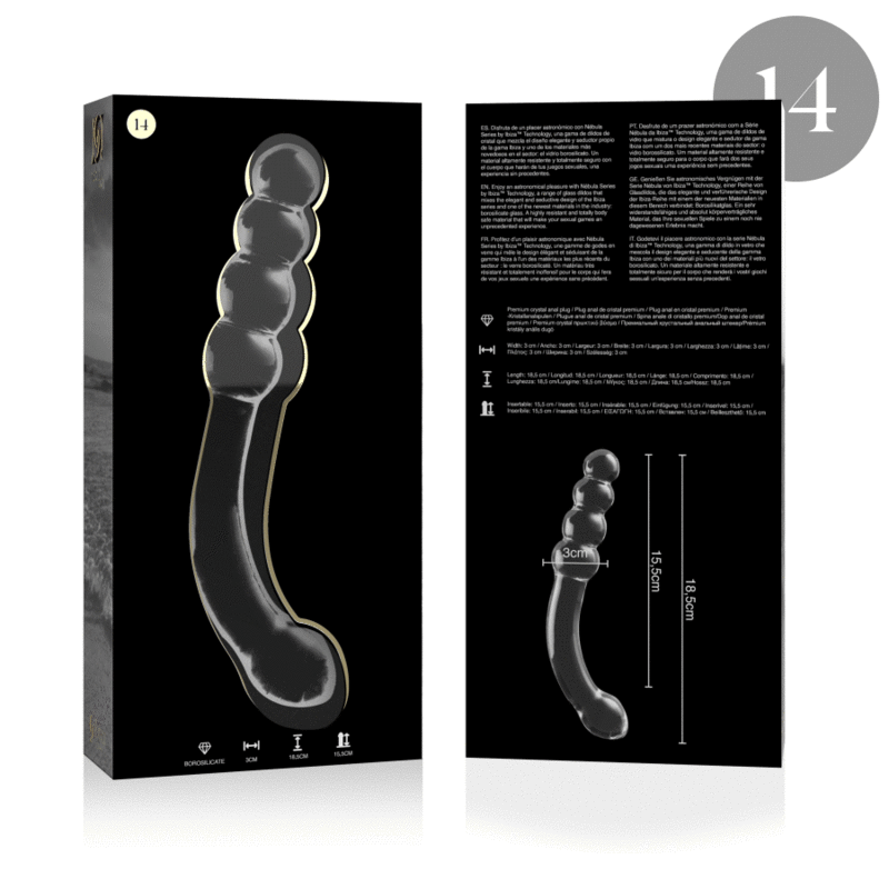 NEBULA SERIES BY IBIZA - DILDO MODELLO 14 IN VETRO BOROSILICATO TRASPARENTE 18.5 CM -O- 3 CM