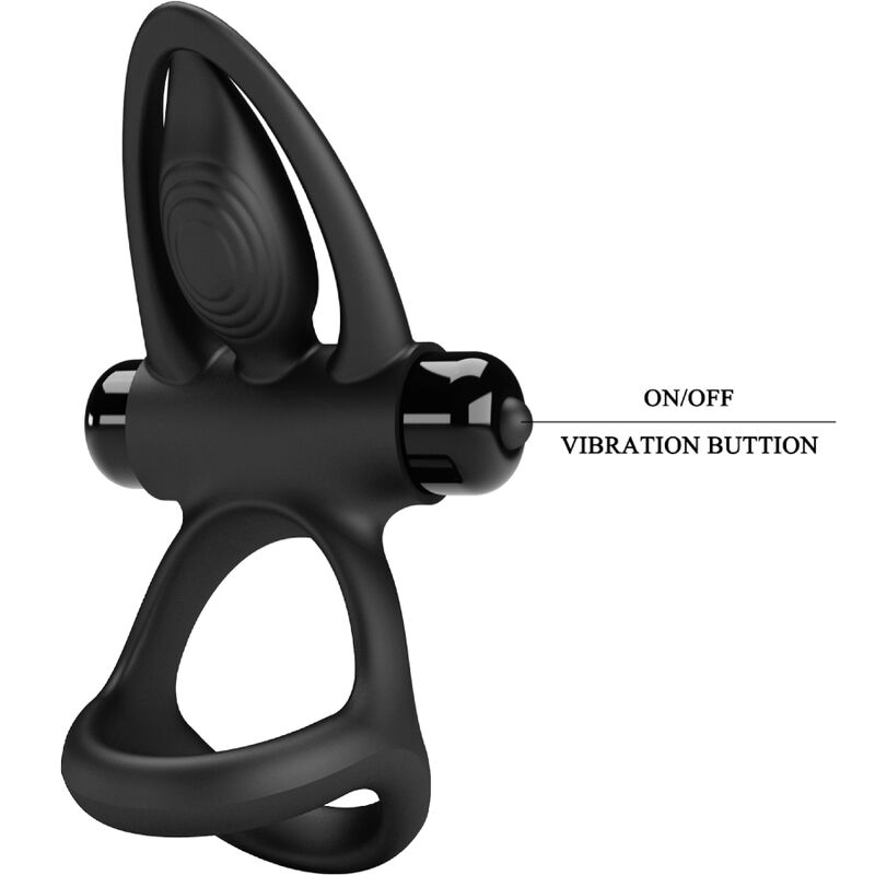 PRETTY LOVE - ANELLO PENE VIBRANTE 10 FUNZIONI SILICONE NERO