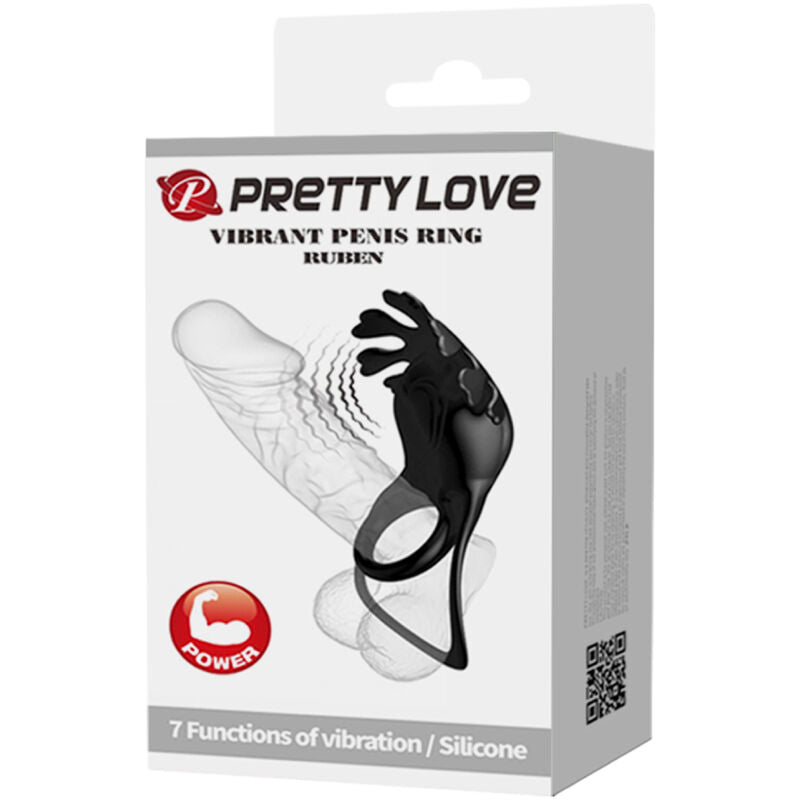 PRETTY LOVE - ANELLO PENE DOPPIO RUBEN VIBRANTE CON STIMOLATORE NERO
