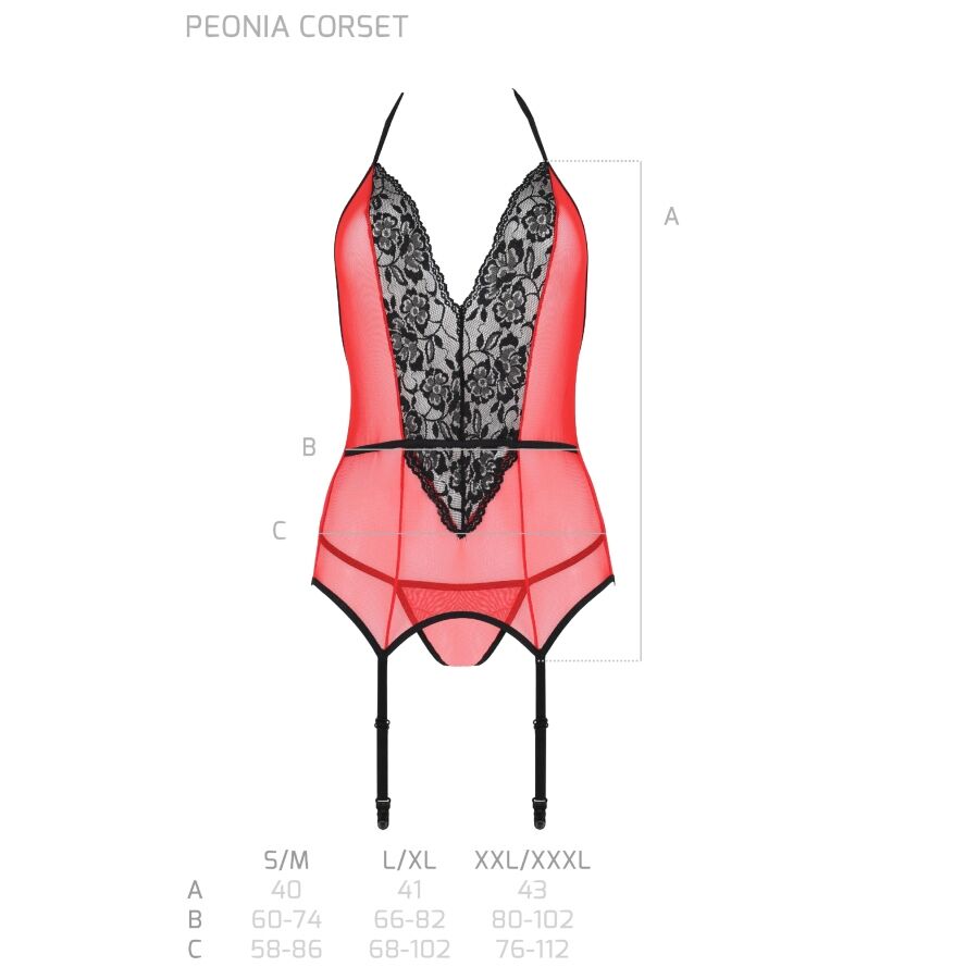 PASSION - PEONIA CORSETTO ROSSO S/M