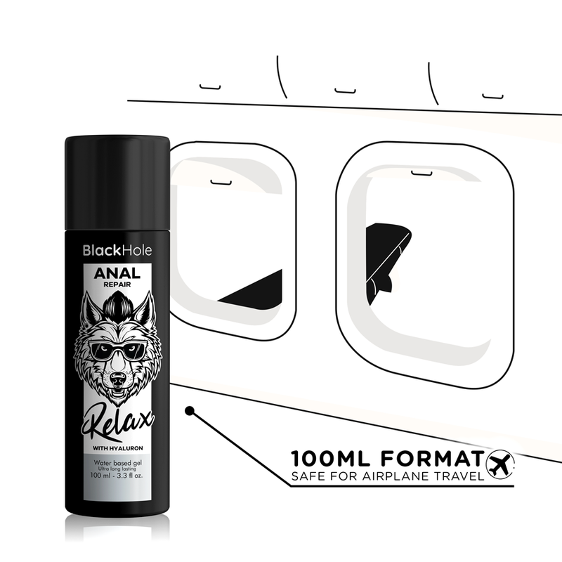 BLACK HOLE ANAL REPAIR RELAX - LUBRIFICANTE RIPARATORE ANALE A BASE D'ACQUA CON ACIDO IALURONICO 100 ML