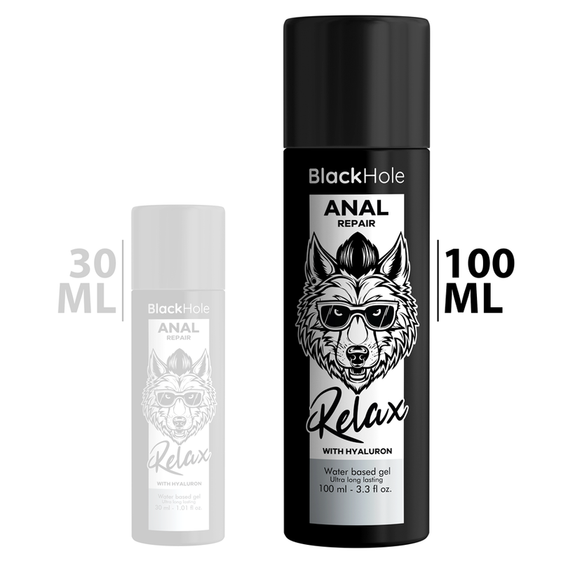 BLACK HOLE ANAL REPAIR RELAX - LUBRIFICANTE RIPARATORE ANALE A BASE D'ACQUA CON ACIDO IALURONICO 100 ML