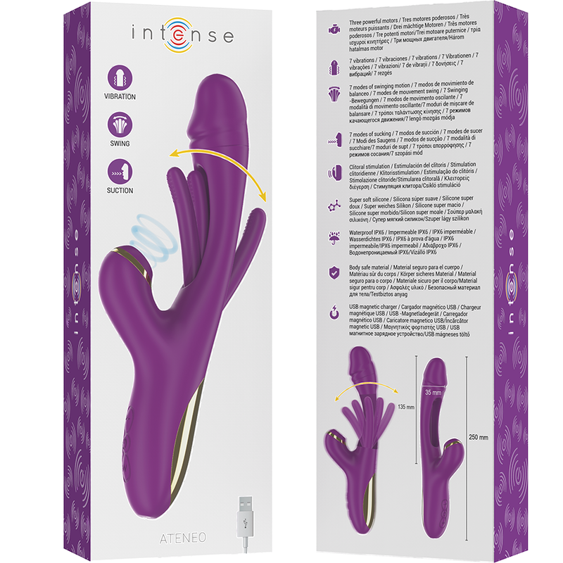VIBRATORE MULTIFUNZIONE, 7 VIBRAZIONI E ASPIRAZIONE, LINGUA OSCILLANTE CON ORO