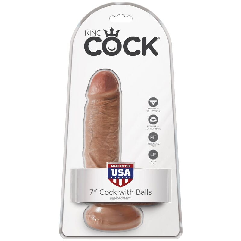 KING COCK - PENE REALISTICO CON TESTICOLI 13,2 CM CARAMELLO