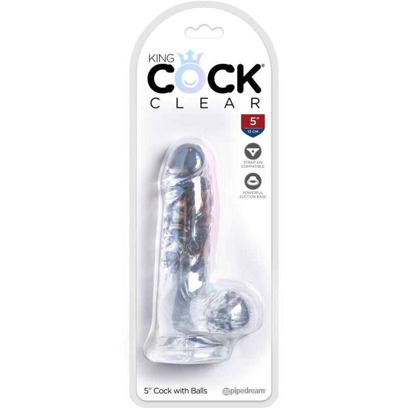 KING COCK - PENE REALISTICO TRASPARENTE CON TESTICOLI 10,1 CM