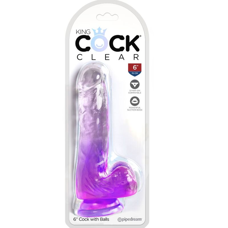 KING COCK - PENE REALISTICO TRASPARENTE CON TESTICOLI 13,5 CM VIOLA