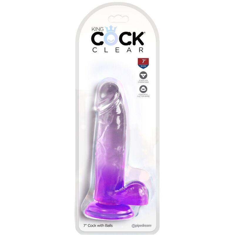 KING COCK - PENE REALISTICO TRASPARENTE CON TESTICOLI 15,2 CM VIOLA