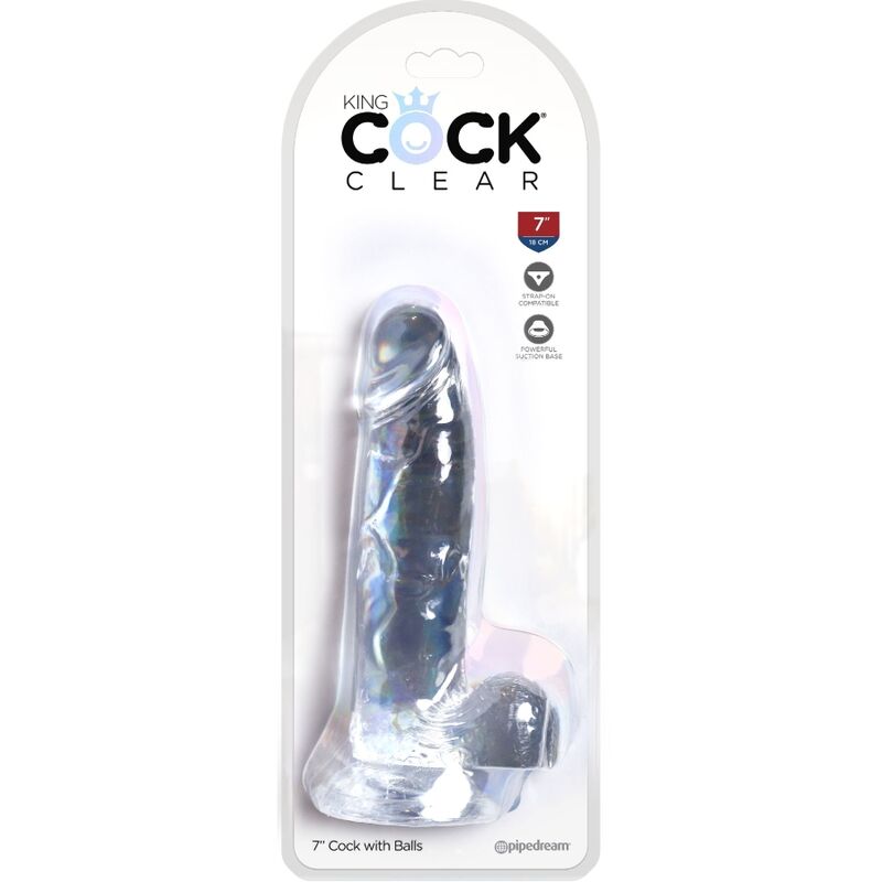 KING COCK - PENE REALISTICO TRASPARENTE CON TESTICOLI 15,2 CM