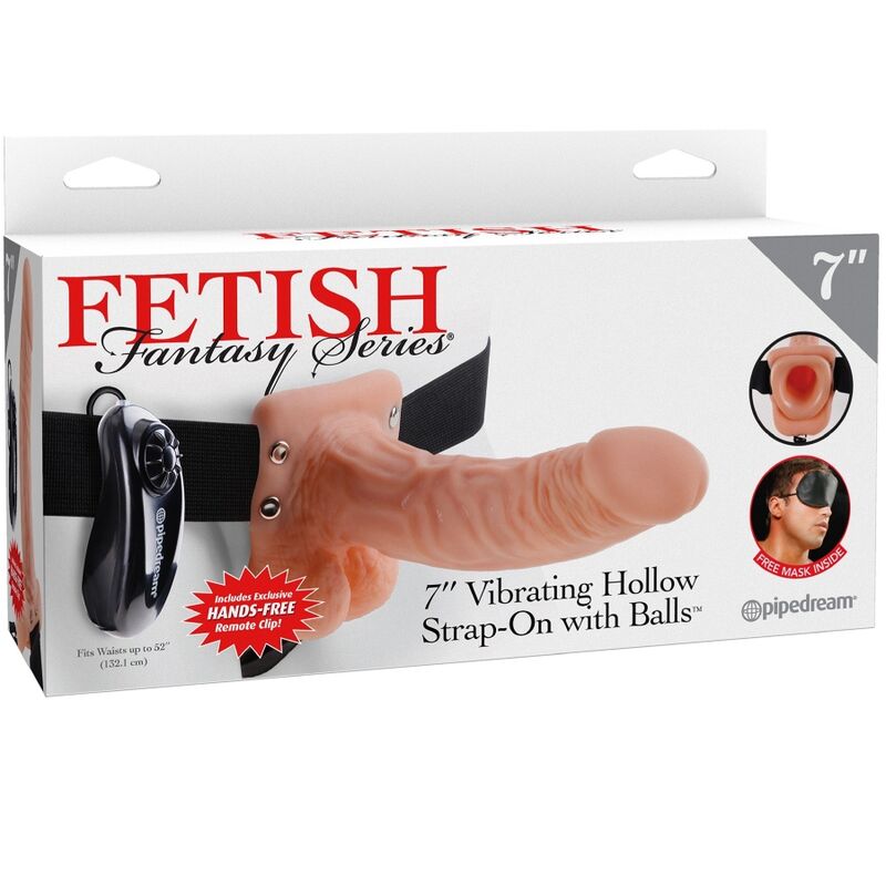 FETISH FANTASY SERIES - HARNESS REGOLABILE CON PENE REALISTICO E TESTICOLI TELECOMANDO 17,8 CM