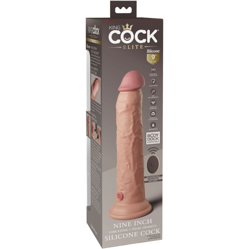 KING COCK - VIBRATORE DILDO REALISTICO ELITE E TELECOMANDO IN SILICONE 23 CM