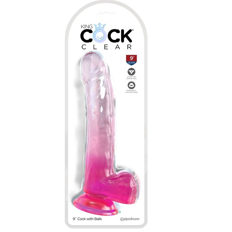 KING COCK - CLEAR DILDO REALISTICO CON TESTICOLI 20.3 CM ROSA