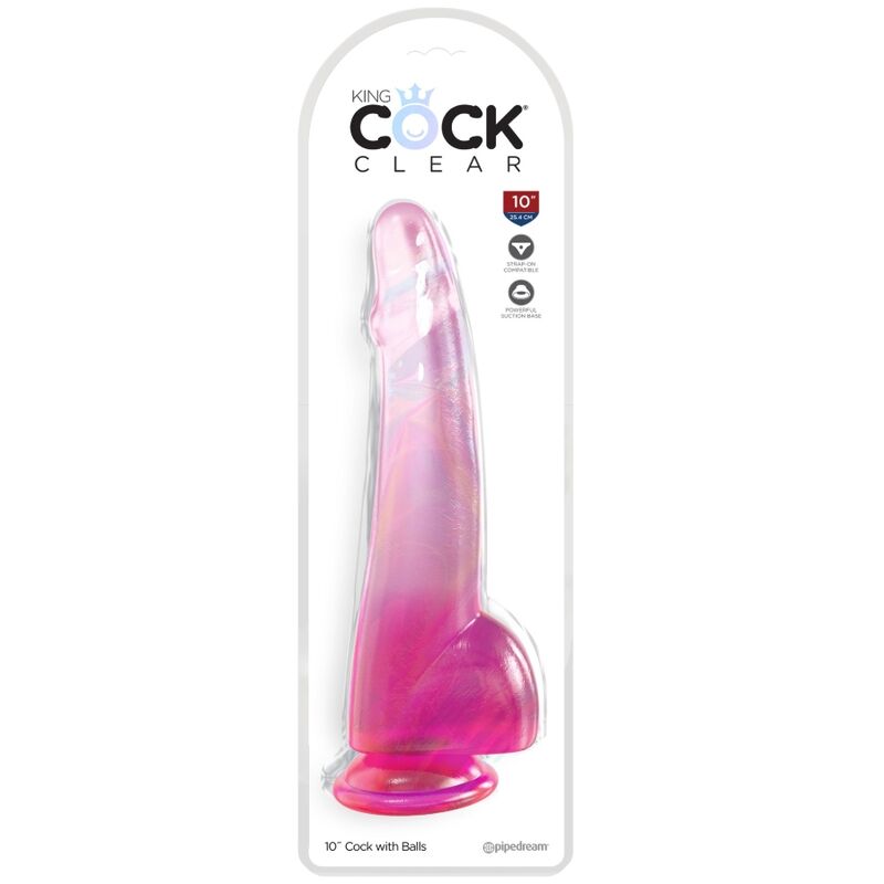 KING COCK - CLEAR DILDO REALISTICO CON TESTICOLI 19 CM ROSA