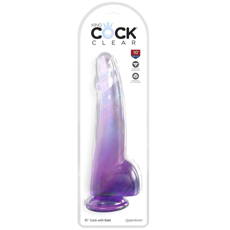 KING COCK - CLEAR DILDO REALISTICO CON TESTICOLI 19 CM VIOLA