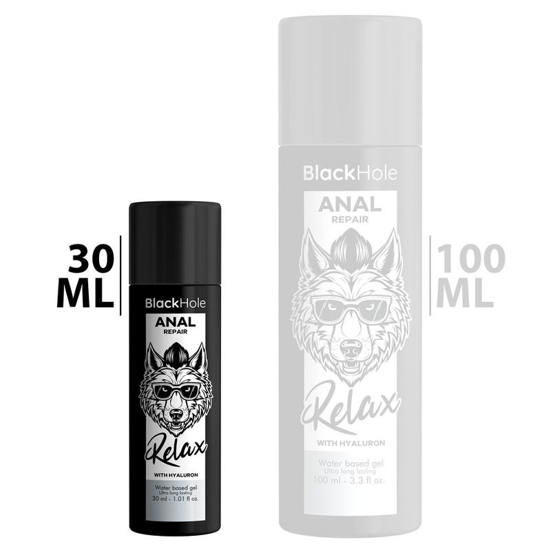 BLACK HOLE RELAX - LUBRIFICANTE RIPARATORE ANALE CON ACIDO IALURONICO A BASE D'ACQUA CON 30 ML