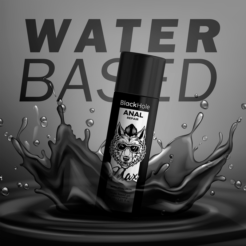 BLACK HOLE RELAX - LUBRIFICANTE RIPARATORE ANALE CON ACIDO IALURONICO A BASE D'ACQUA CON 30 ML
