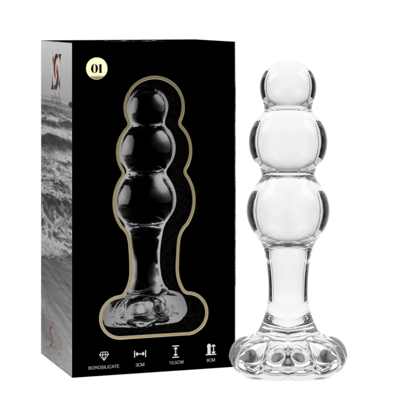 NEBULA SERIES BY IBIZA - PLUG ANALE MODELLO 1 IN VETRO BOROSILICATO TRASPARENTE 10.5 CM -O- 3 CM