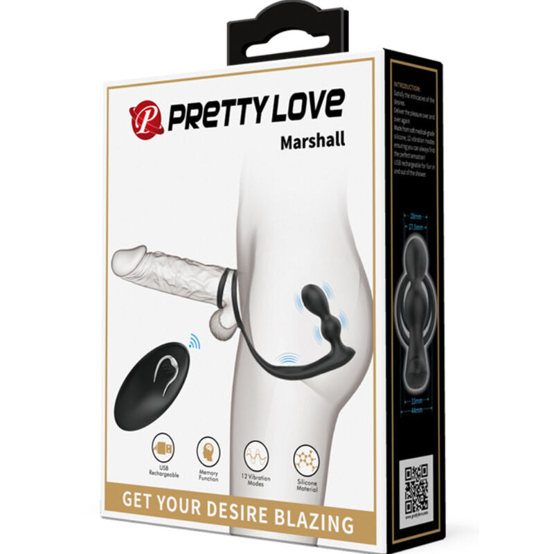 PRETTY LOVE - MARSHALL ANELLO PENE CON PLUG ANALE VIBRANTE CON TELECOMANDO