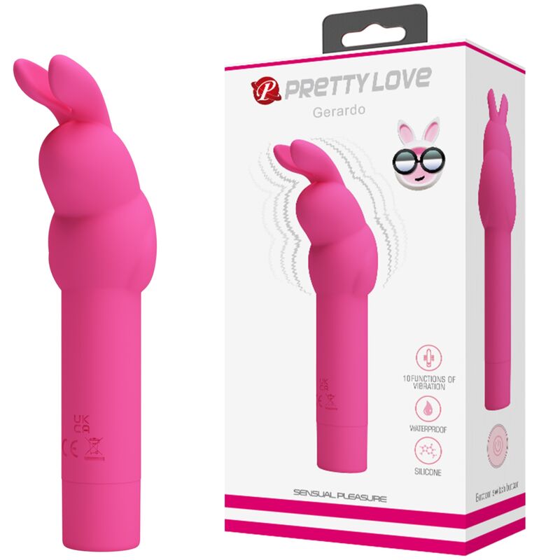 PRETTY LOVE - GERARDO VIBRATORE IN SILICONE CON RABBIT FUCSIA