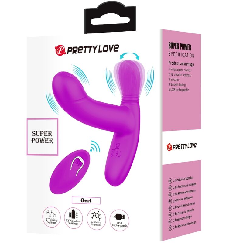 PRETTY LOVE - MASSAGGIATORE CLITORIDEO GERI CON TELECOMANDO ROSA