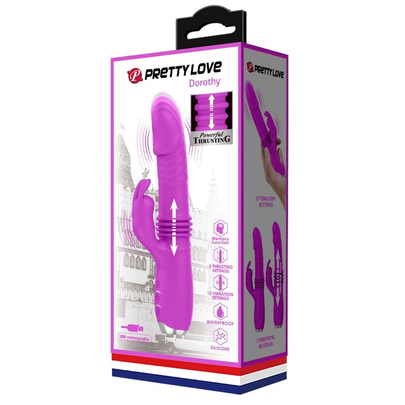 PRETTY LOVE - DOROTHY VIBRATORE CON FUNZIONE DI SPINTA UP AND DOWN E RABBIT VIOLA