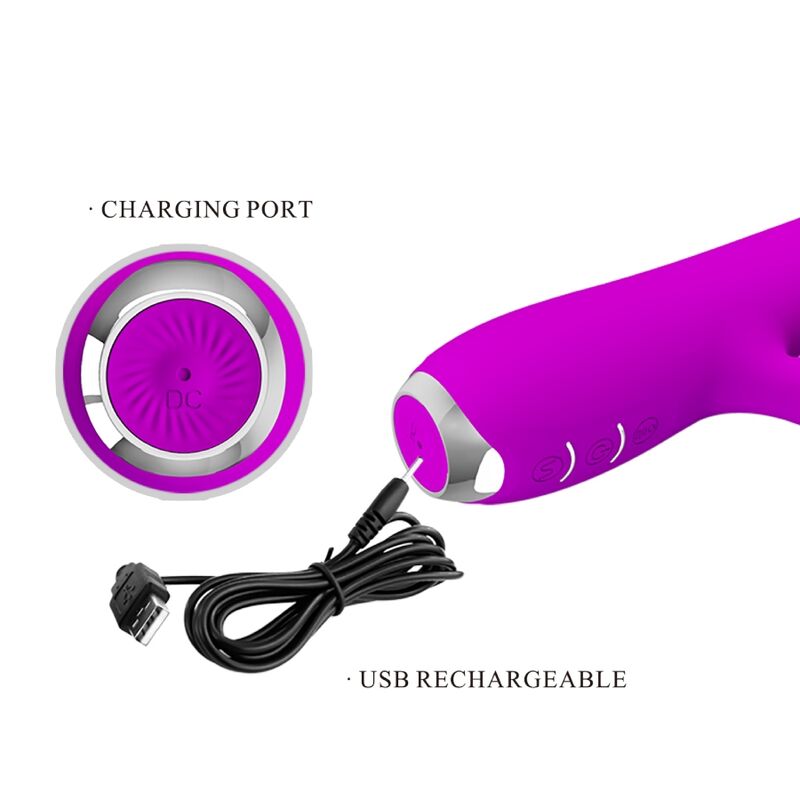 PRETTY LOVE - VIBRATORE RICARICABILE RACHEL CON ONDE STIMOLANTI VIOLA