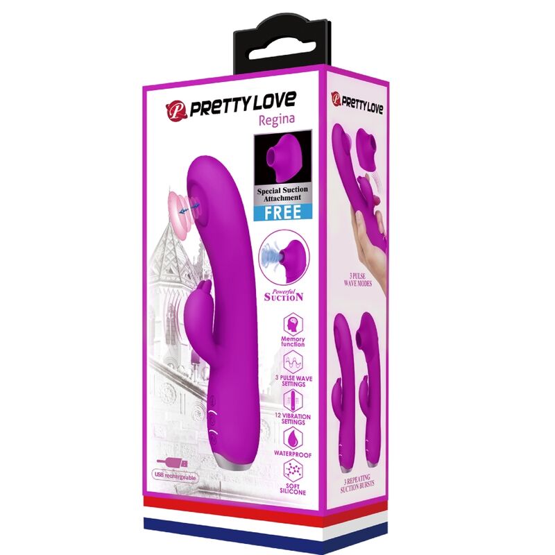 PRETTY LOVE - REGINA VIBRATORE SUCCHIATORE STIMOLATORE A ONDE PULSATE RICARICABILE VIOLA