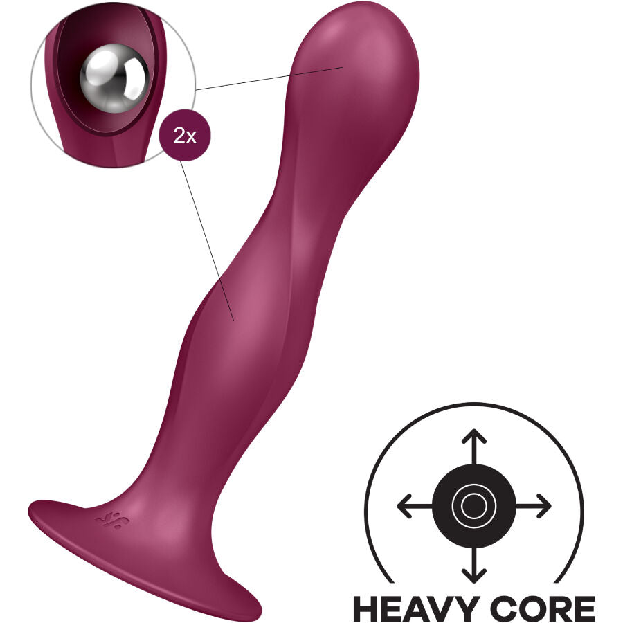 SATISFYER - DILDO DOUBLE BALL-R GARNET STIMOLAZIONE CON SFERE INTERNE