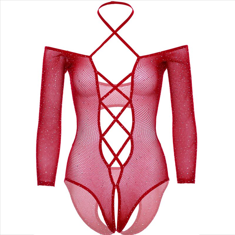 LEG AVENUE - BODY APERTO ROSSO LUCIDO