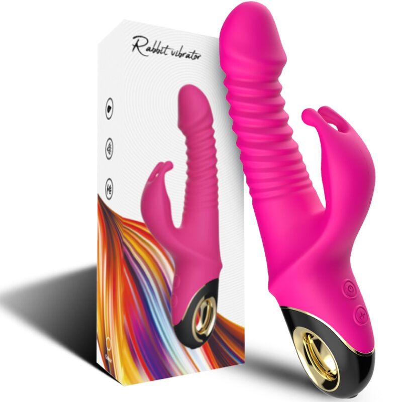 VIBRATORE CON STIMOLATORE CLITORIDEO, SPINTA E ROTAZIONE SIMULTANEA, SILICONE MEDICALE PREMIUM