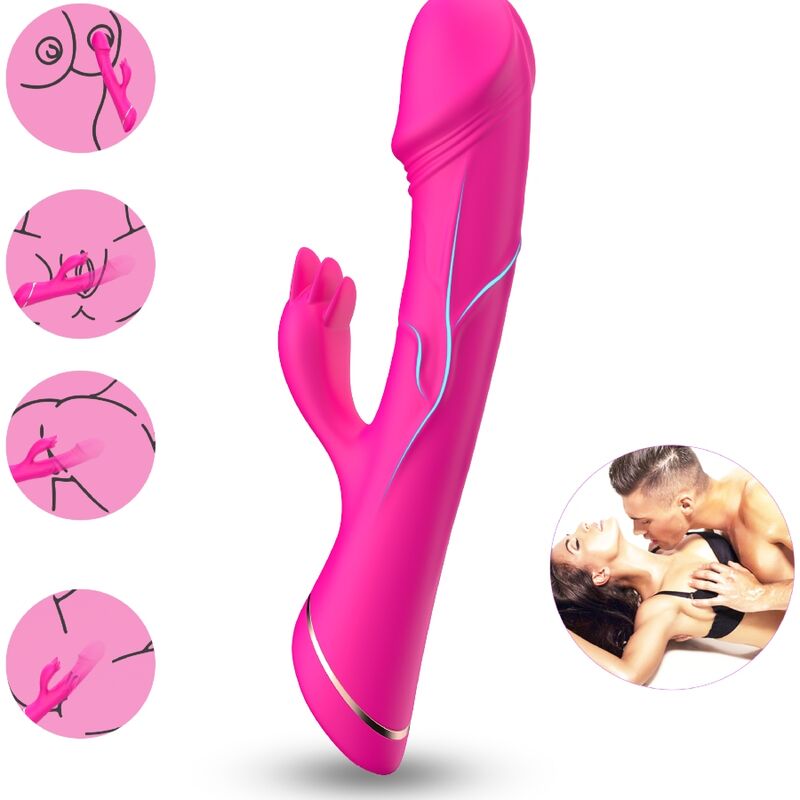 VIBRATORE CON RABBIT IN SILICONE FUCSIA
