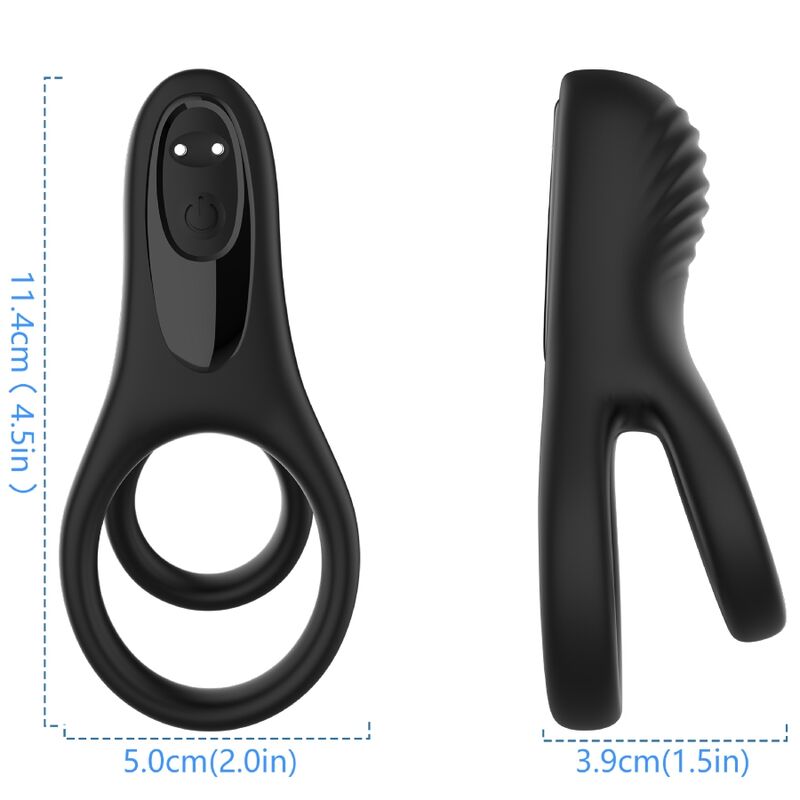 ANELLO PENE VIBRANTE DOPPIO CON SUPPORTO TESTICOLI, 9 MODALITÀ DI VIBRAZIONE, RICARICABILE USB