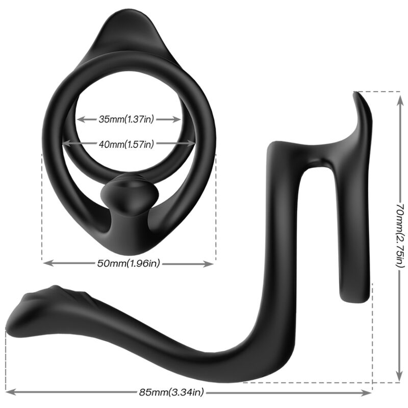 ANELLO PENE CON STIMOLATORE CLITORIDEO, SILICONE MEDICO, DOPPIA STIMOLAZIONE