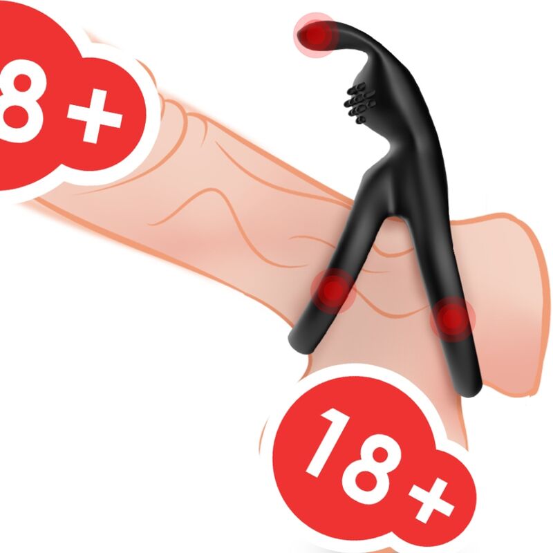 ANELLO PENE DOPPIO CON STIMOLATORE CLITORIDEO "TENSY" NERO - ARMONY