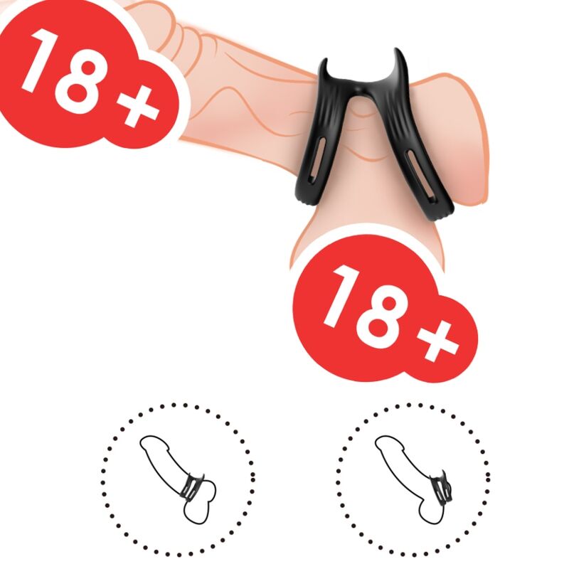 ANELLO PENE DOPPIO, ERGONOMICO CON SUPPORTO TESTICOLI, 100% IMPERMEABILE