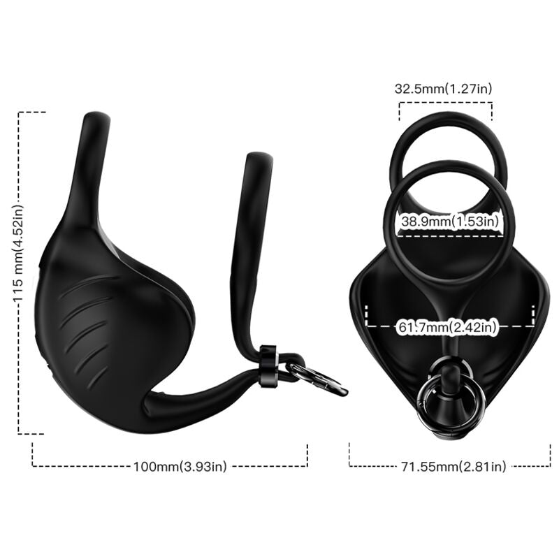 ARMONY - MANTA SCROTUM ANELLO VIBRANTE CON TELECOMANDO NERO