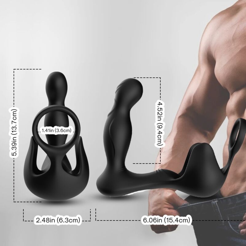 ARMONY - VIBRATORE SURROUND ANALE E STIMOLATORE TESTICOLI E ANELLO CON TELECOMANDO NERO