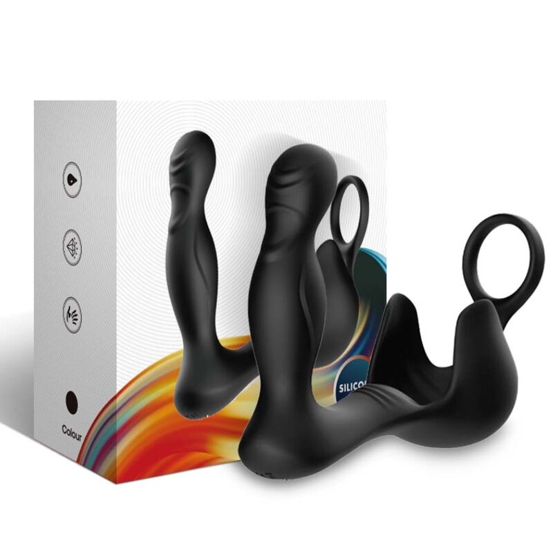 ARMONY - VIBRATORE SURROUND ANALE E STIMOLATORE TESTICOLI E ANELLO CON TELECOMANDO NERO