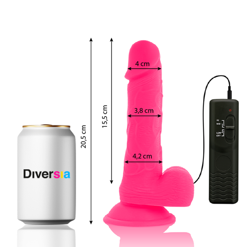 DIVERSIA - DILDO VIBRANTE FLESSIBILE ROSA 20,5 CM -O- 4,2 CM