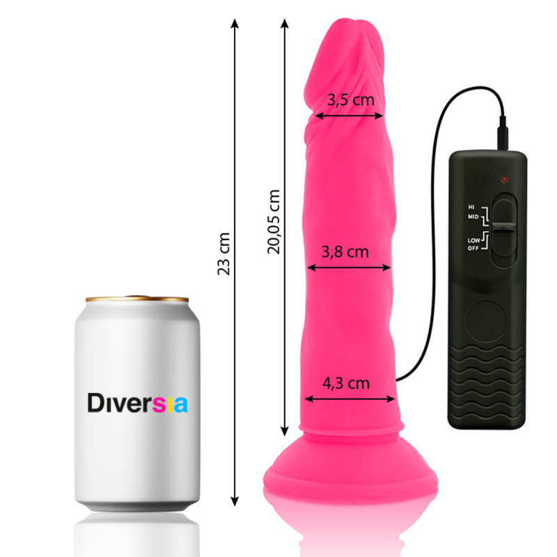 DIVERSIA - DILDO VIBRANTE FLESSIBILE ROSA 23 CM -O- 4,3 CM