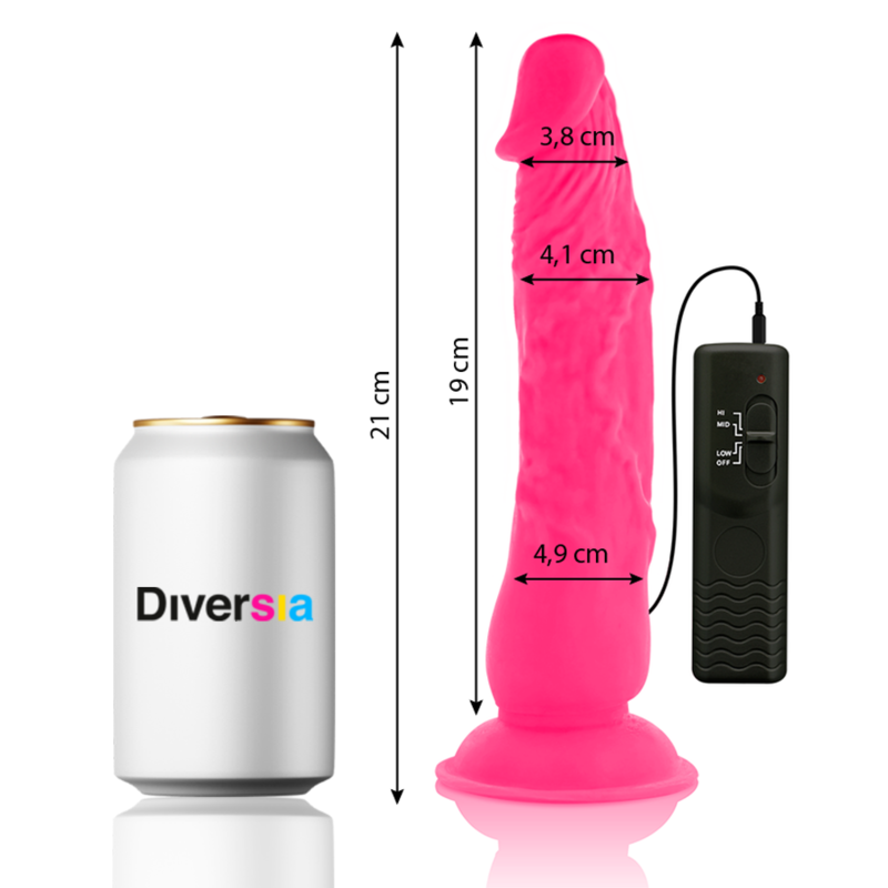 DIVERSIA - DILDO VIBRANTE FLESSIBILE ROSA 21 CM -O- 4,9 CM