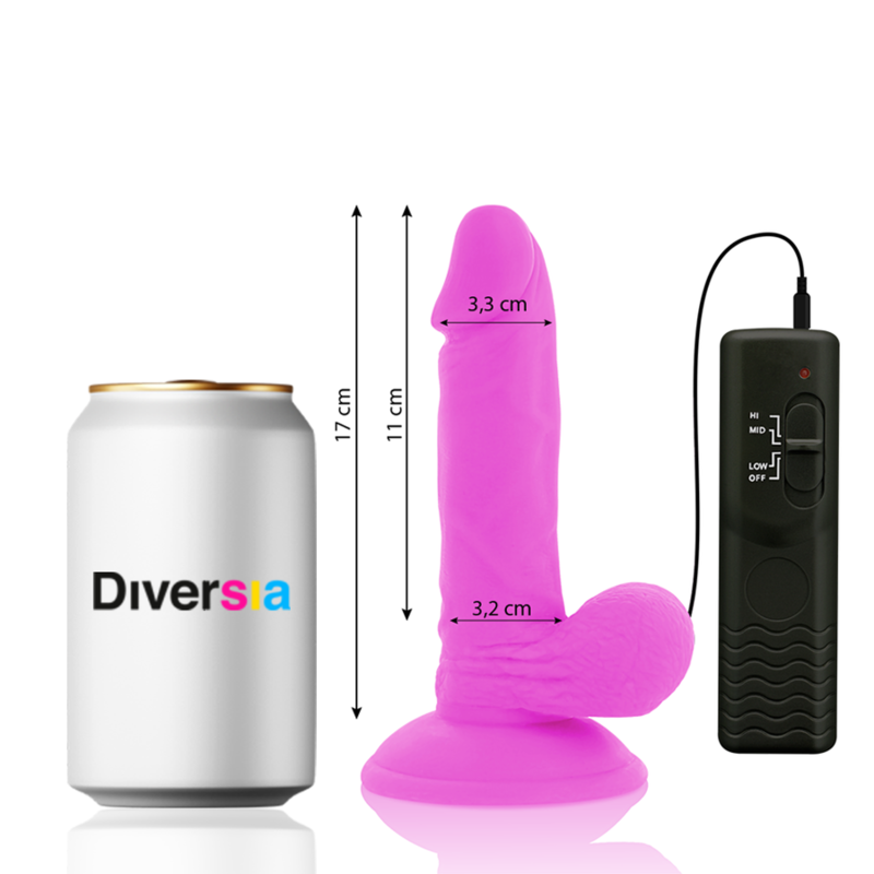 DIVERSIA - DILDO VIBRANTE FLESSIBILE VIOLA 17 CM -O- 3,3 CM