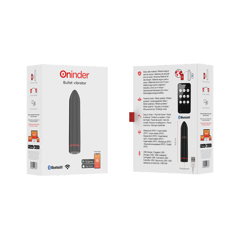 ONINDER -BERLIN BULLET VIBRANTE 8,5 X 2 CM 9 MODALITÀ APP GRATUITA NERO