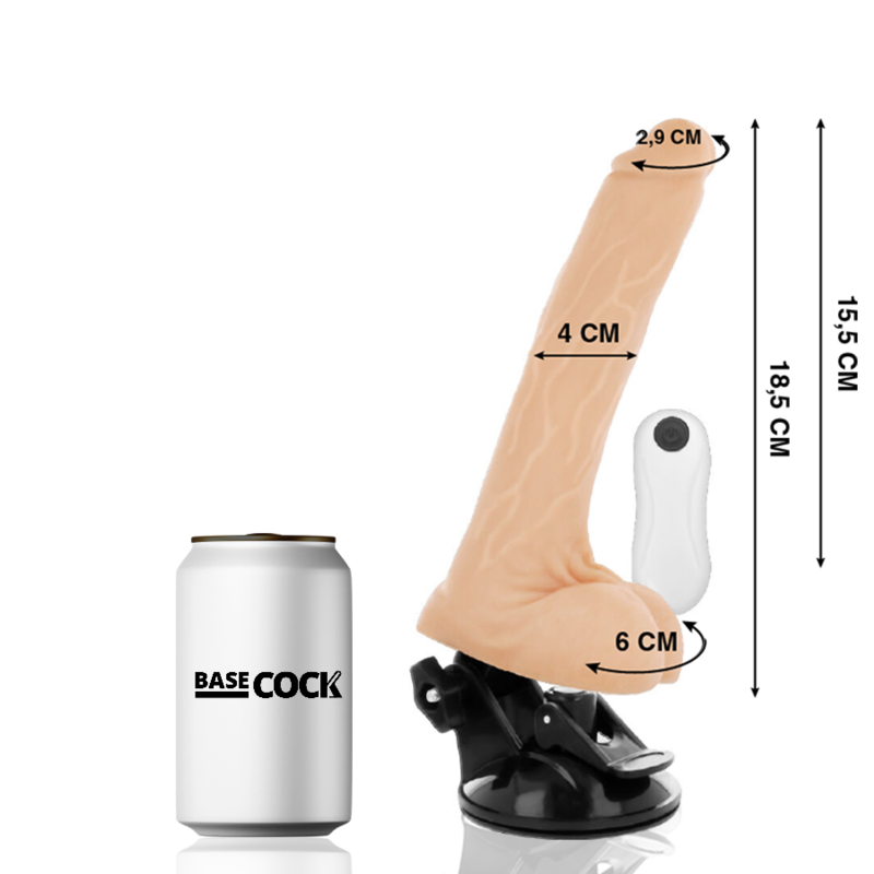 BASECOCK - VIBRATORE REALISTICO CON TELECOMANDO ARTICOLABILE 18,5 CM -O- 4 CM
